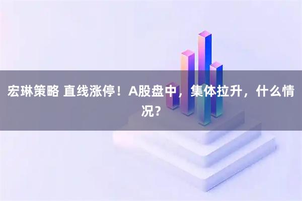 宏琳策略 直线涨停！A股盘中，集体拉升，什么情况？